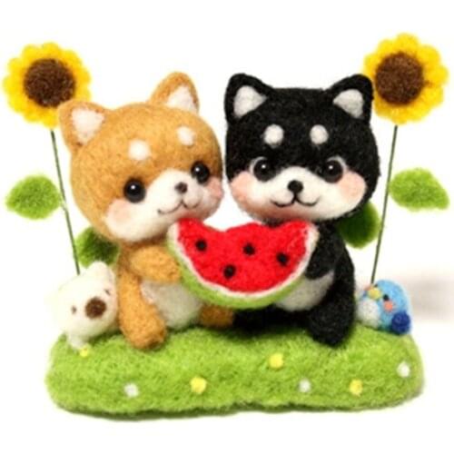 Watermelon Chai dog cartoon animal set wool needlepoint kit wool felt needle felting decoration craft needlecraft DIY handmade