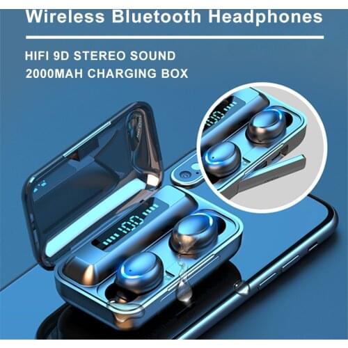 New F9-5 Wireless Headphones TWS Bluetooth 5.0 With Microphone Earphones 9D HIFI Stereo Waterproof Earbuds Headsets Charging Box