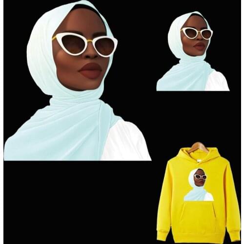 Cool Balck Lady Iron-on Transfer For Clothing Print-on T-shirt Hoodies Thermal Patches On Clothes Beauty African Heat Transfer