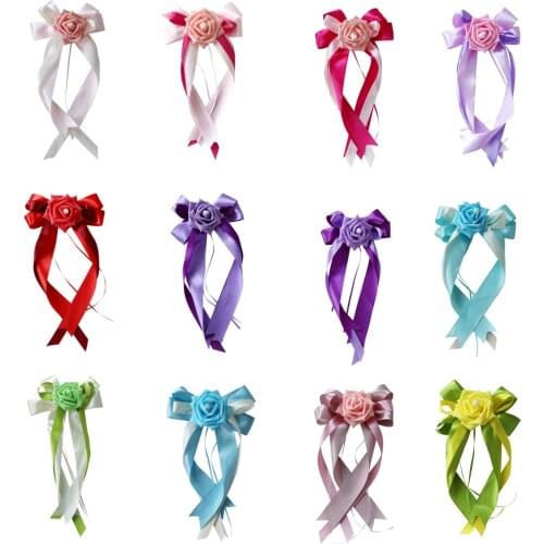 Multicolor Ribbon Flower Bow Wedding Car Decoration Party Supplies