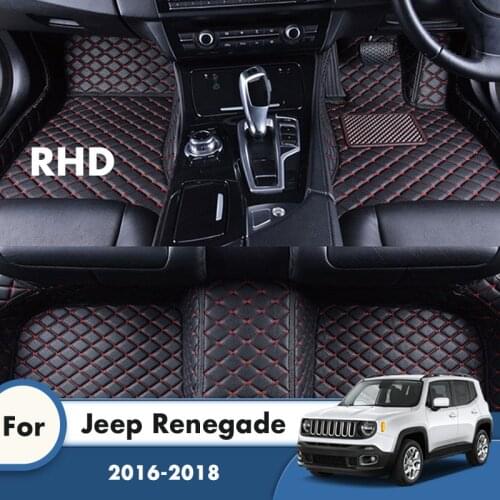 RHD Carpets For Jeep Renegade 2018 2017 2016 Artificial Leather Waterproof Car Floor Mats Rugs Custom Auto Accessories Interior