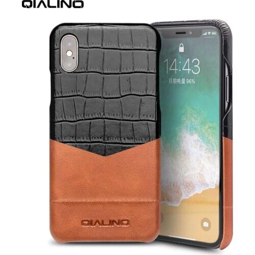 QIALINO Luxury Business Style Genuine Leather phone Case For iPhone X Fashion Handmade Ultra Thin Back Bag Cover for iPhone X