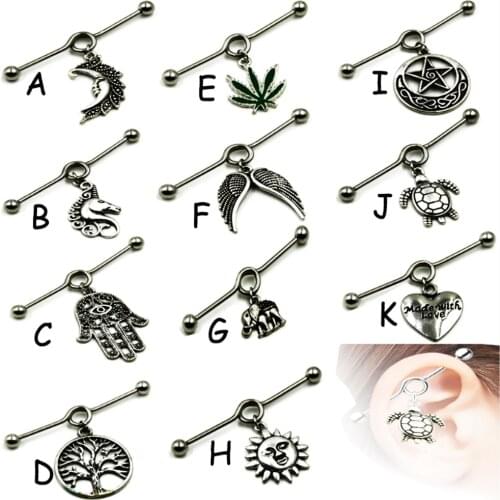 1Pcs Surgical Steel Charming Dangling Ear Industrial Barbell Piercing Earring Stud Scaffold Bar Body Jewelry