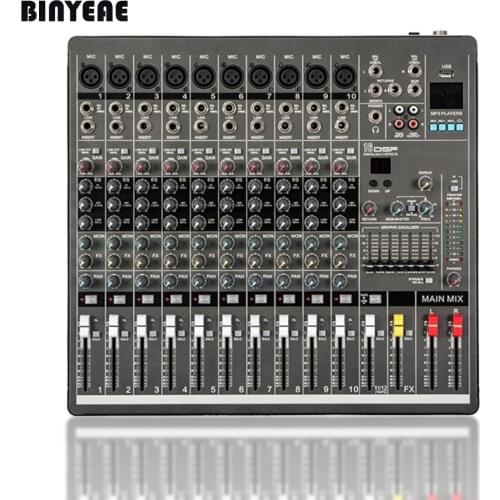 YA1000 USB 10 Channels Sound Mixer Perfecting for DJ and Karaoke Studio Recording Stage Performance