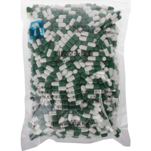 1000Pcs Green And White Empty Hard Gelatin Capsule Size 0# Medicine Pill Capsule D0UE