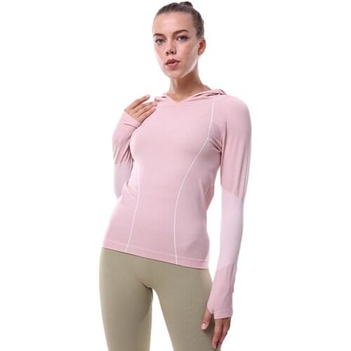 Women Athletic Sport Shirts Slim Fit Long Sleeved Fitness Coat Yoga Crop Tops With Thumb Holes Gym Jacket Workout Sweatshirts