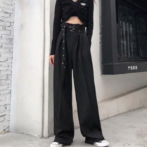 KUYOMENS Womens Cargo Pants Patchwork Streetwear High Waist Vintage Loose Harajuku 2021 Wide Leg Pants Oversize Trousers