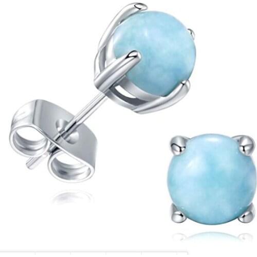 925 pure silver round Mustang Earrings White Gold 6mm opal plated white gold OPAL womens Earrings