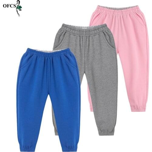 Winter 2-10 Years Old Pants Velvet Thicken Warm Leggings Children Pants Unisex Clothing Fashion Mid Waist Casual Sports Trousers