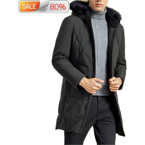 Winter 90%Duck Down Jacket Real Raccoon Fur Collar Coat Thick Long Parka Fashion Men Clothes YT6107160 ND793