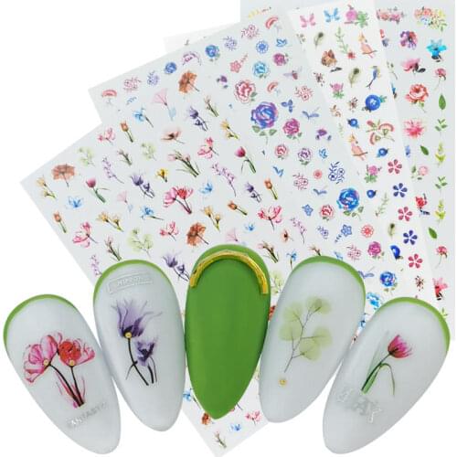 1 Sheet 3D Nail Art Stickers Sliders Flowers Mandala Leaf Feather Ultra Thin Nails Decals Adhesive Foil Design Manicure