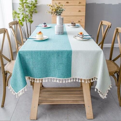 1pcs Rectangular Tablecloth Linen Cotton Home Desk Decoration Mat Large Dining Table Covers Table Cloth with Tassel