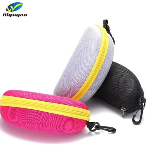 Classic 1pc Compression Eye Glasses Hard Case Sunglasses Protector Storage Box black Zipper Hook Sunglass case Cheap Drop Free