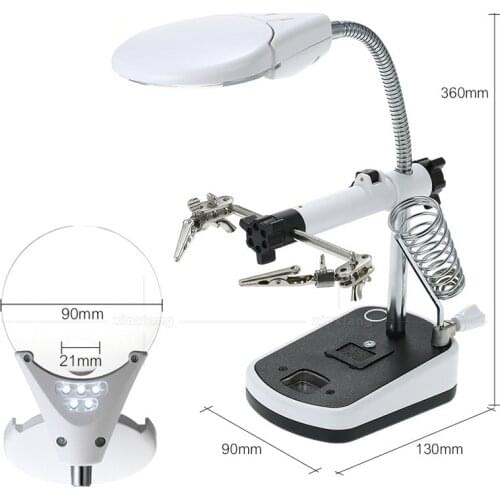 10 times with LED light multifunctional magnifying glass clip desktop electric soldering iron welding repair mobile phone