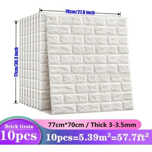 10pcs 3D Wall Sticker Imitation Brick Bedroom Decoration Waterproof Self Adhesive Wallpaper For Living Room Kitchen TV Backdrop