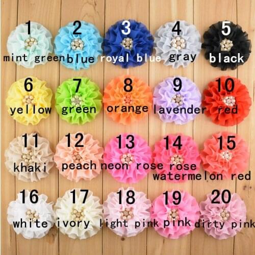 20 pcs/lot , 3.5" chiffon ruffled cabbage fabric flower hair accessories , sewing , decoration