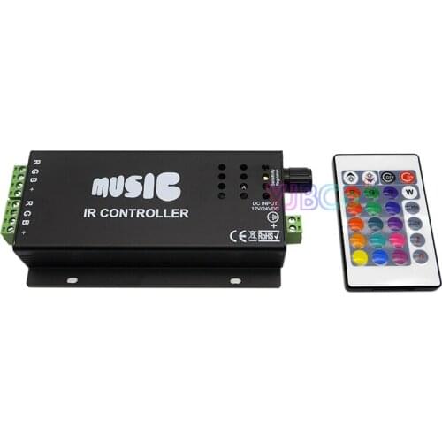 2017 best price Music 2.4G RGB Controller DC 12V 24V Sound Sensitive dimmer with 24 Keys IR wireless Remote for LED Strip Light