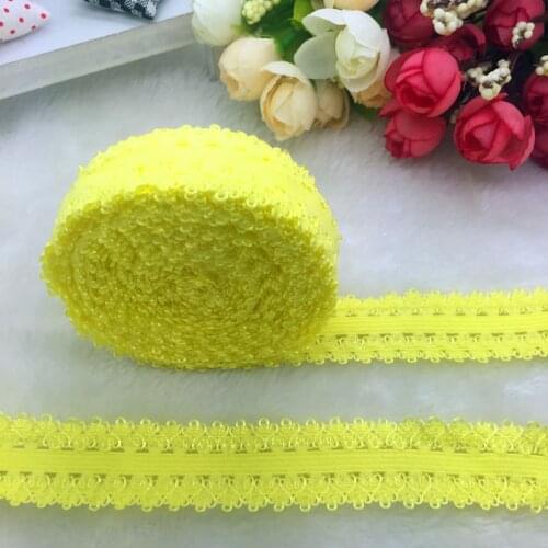 5yards/lot 3/4" 20mm Multirole Yellow Fold Over Elastic Spandex Lace Band Ties Hair Accessories Lace Trim Sewing Notion