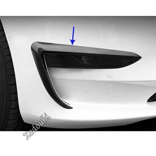 Car Front Fog Eyebrow Trim Light Lamp Frame Sticker Cover Grill Grille Parts 2pcs For Tesla Model 3 Model3 2018 2019 2020