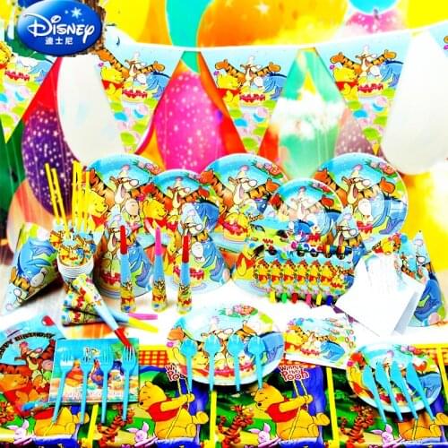 Authorized Disney winnie the pooh Kids Birthday Party Decoration Set Party Supplies Baby Birthday Party Pack event supplies