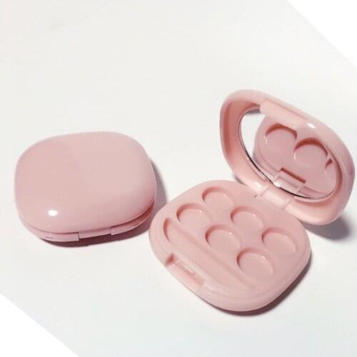 Free shipping 6 grid pink eye shadow / lipstick pressure plate empty box ( mirror , magnet and aluminum plate,lip brush)