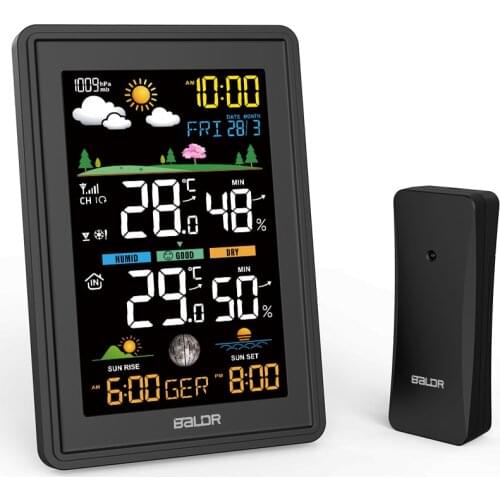 Baldr Wireless Smart Weather Station Indoor Outdoor Hygrometer Thermometer Digital Moonphase Date Alarm Clock Barometer Forecast