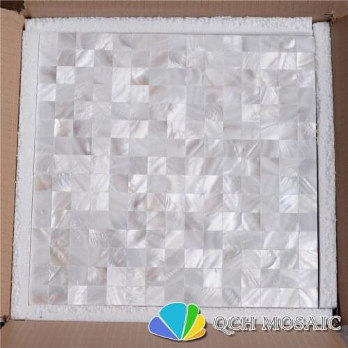 Freshwater shell seamless white mother of pearl mosaic tile for backsplash and bathroom 11 square feet/lot square pattern