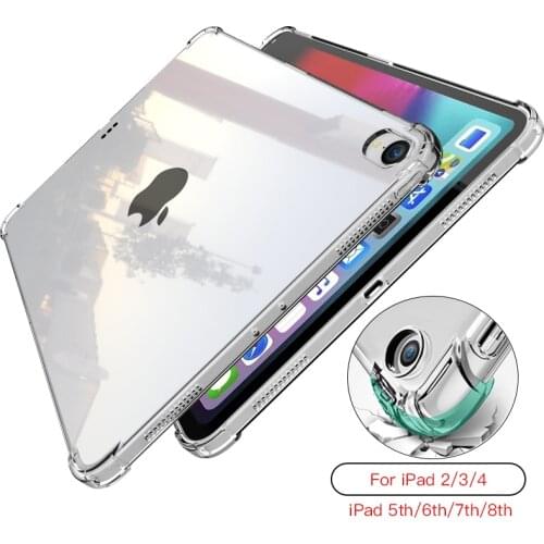 For iPad 2 3 4 9.7 inch ipad 5 th 6 th 9.7'' Case TPU Silicon Transparent Slim Cover for iPad 7th 8th 10.2 inch Coque Capa Funda