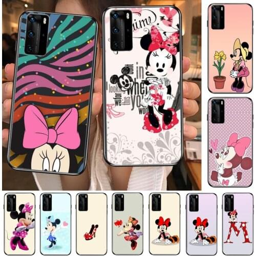 Minnie Mouse Letter Phone Case For Huawei P40 p30 P20 10 9 8 Lite E Pro Plus Black Etui Coque Painting Hoesjes comic fas
