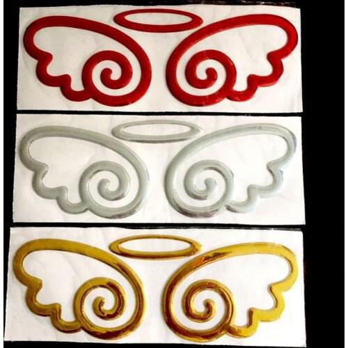 Car Styling Lovely 3D Angel Wings. Sticker Bumper Front Rear Trunk Window Vehicle Body Logo Decal Decoration
