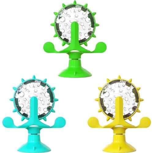 Windmill Cat Toys Turntable Teasing Cat leaking Food Puzzle Toy Relieve Boredom Rotating Kitty Interactive Training Pet Supplies
