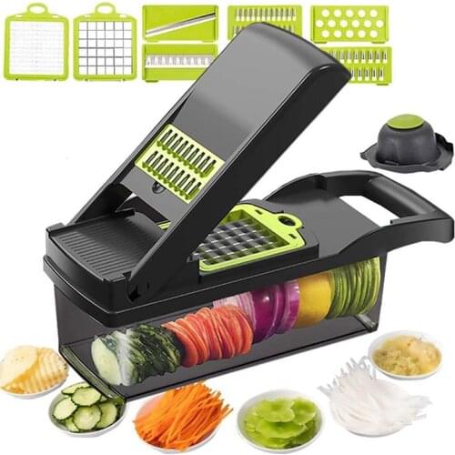 Vegetable Chopper Household Kitchen Food Cutter Tools With Cleaning Brush And Drain Basket Stainless Steel Cheese Sliver Grater