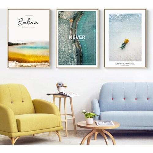 Nordic Cloud reef Pineapple Wall Art Canvas Poster and Print Canvas Painting seascape Decorative Picture for Living Room Mural