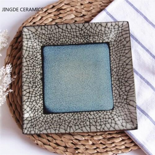 Nordic Style Ceramic Square Plate Dish Sushi Spaghetti Steak Salad Container Hot Pot Shop Cuisine BBQ Kitchen Tableware