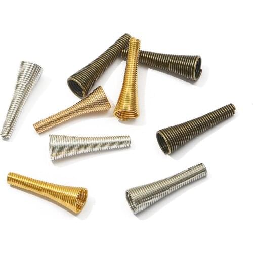 10pcs Metal Spring Funnel Shape Spacer Beads Caps DIY Beading Supplies Cone Spring Coil End Caps For Jewelry Making Accessories