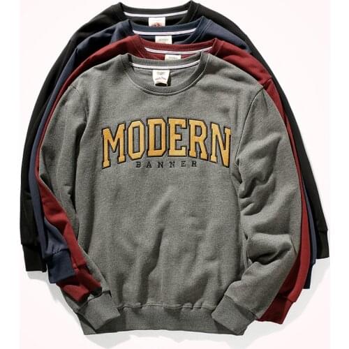 2020 Autumn Terry Hoodies Mens O-neck Pullover Letter Patch Embroidery Simple and Versatile Slim Long Sleeve Bottom Sports Top