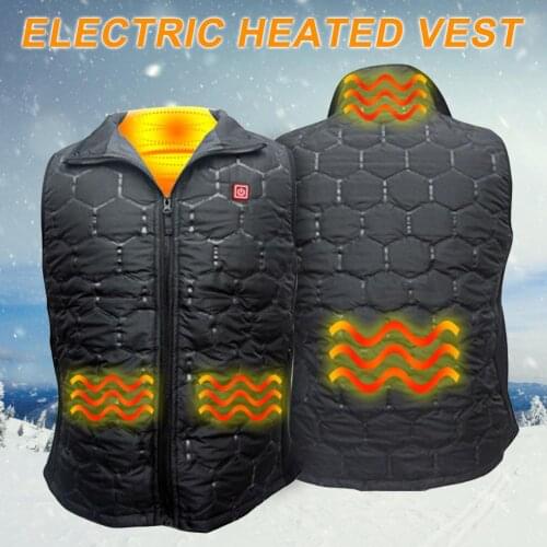 Men USB Electric Heated Vest Warm 3 Speed Temperature Control Back Heating Jacket For Outdoor Cycling Skiing Warm Coat Clothing