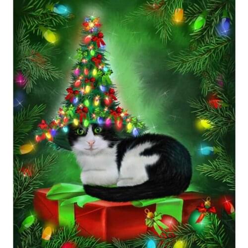 Christmas cat - Diy diamond painting 2016 new diamond cross stitch crystal diamond sets full drilled diamond embroidery A4986R