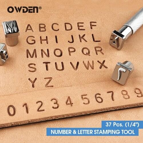 OWDEN 37Pcs Number and Letter Stamping for leathercraft (1/4 Inch)