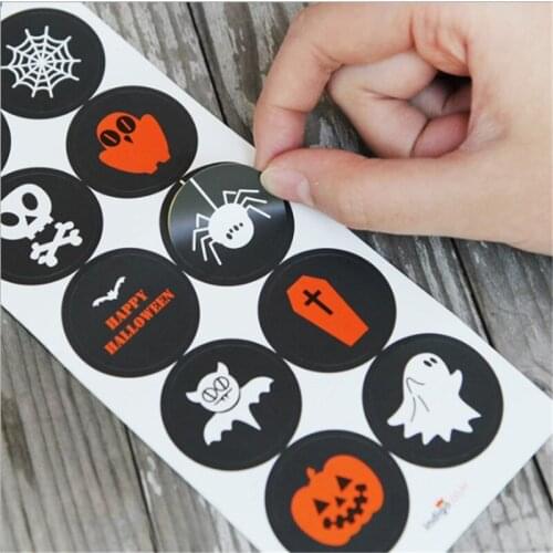 10pc/sheet Halloween Pumpkin Bat Sealing Sticker Happy Halloween Sticker Halloween Baking Accessories Halloween Party Cake Tools