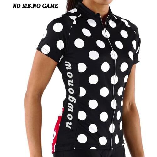 New classic women summer black white polka dot cycling jersey short sleeve road cycling wear breathable Mountain bike clothing