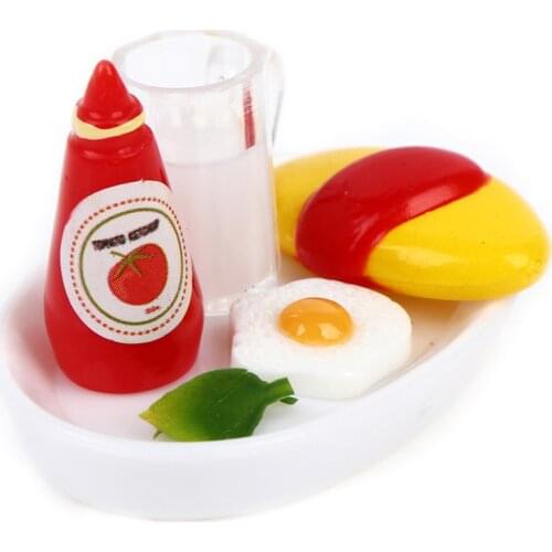New Dollhouse Re-ment Miniature Tomato Sauce Egg Milk Bread Dressing Pretend Food Doll Kitchen Accessories