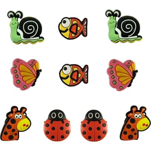 Single Sale 1pcs Cartoon Animals Shoe Charms Accessories Decorations PVC Croc jibz Buckle for Kids Party Xmas Gifts