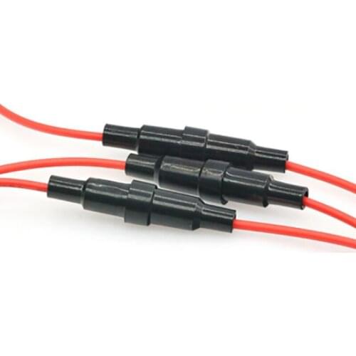 50 pieces/batch 5*20MM glass tube fuse holder screw type fast acting spring fuse with 22 AWG wire 250V