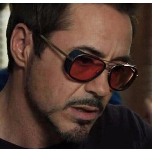 Hot Sunglasses 2021 Steampunk Ton Stark Man Eye for Men Brand Mirror Designer Sun Glasses Vintage Lens Red UV400 Sunglasses