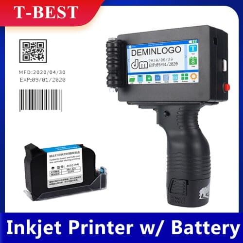 Handheld Printer Portable Inkjet Printer High Definition Inkjet Code Printer with 4.3 Inch LED Touchscreen Quick-Drying