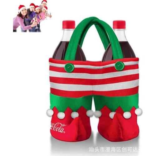 Christmas Ornament Pants Type Xmas Wine Bottle Candy Bags 60Pcs/lot Wedding Decoration Party Supplies Navidad Gift Bag