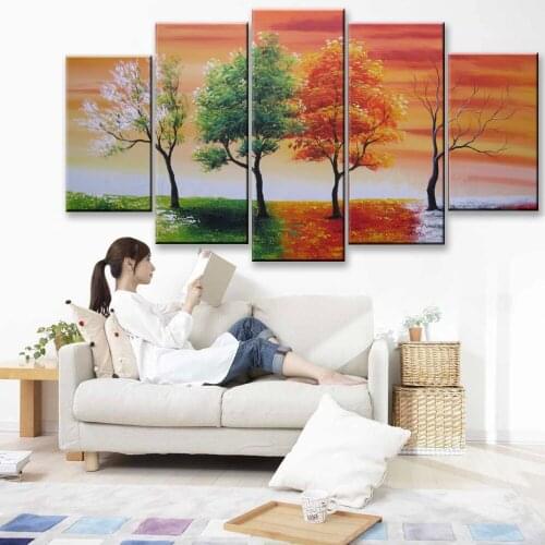 Hand-painted Golden autumn silver rich tree Art Decoration sitting room Oil Painting On Canvas Wall 91815801N
