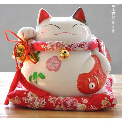 Lucky cat Home Furnishing / cute piggy bank opened decoration large ceramic pot of gold Baoyu savings