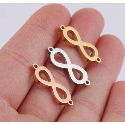 00% Stainless Steel Infinity Charms 2 Hole Metal Infinito Connector For Bracelet Mirror Polished Whoesale 20pcs